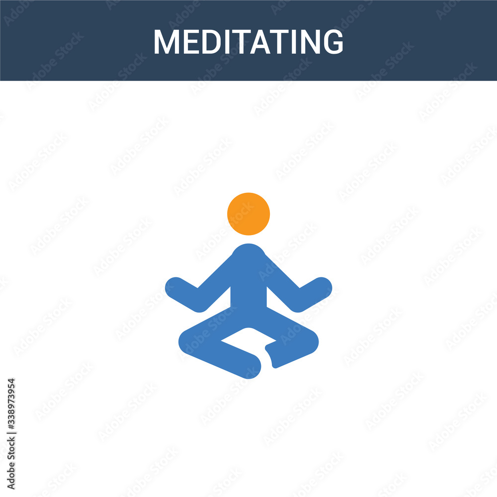two colored Meditating concept vector icon. 2 color Meditating vector illustration. isolated blue and orange eps icon on white background.