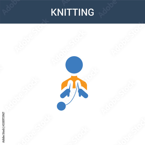two colored Knitting concept vector icon. 2 color Knitting vector illustration. isolated blue and orange eps icon on white background.