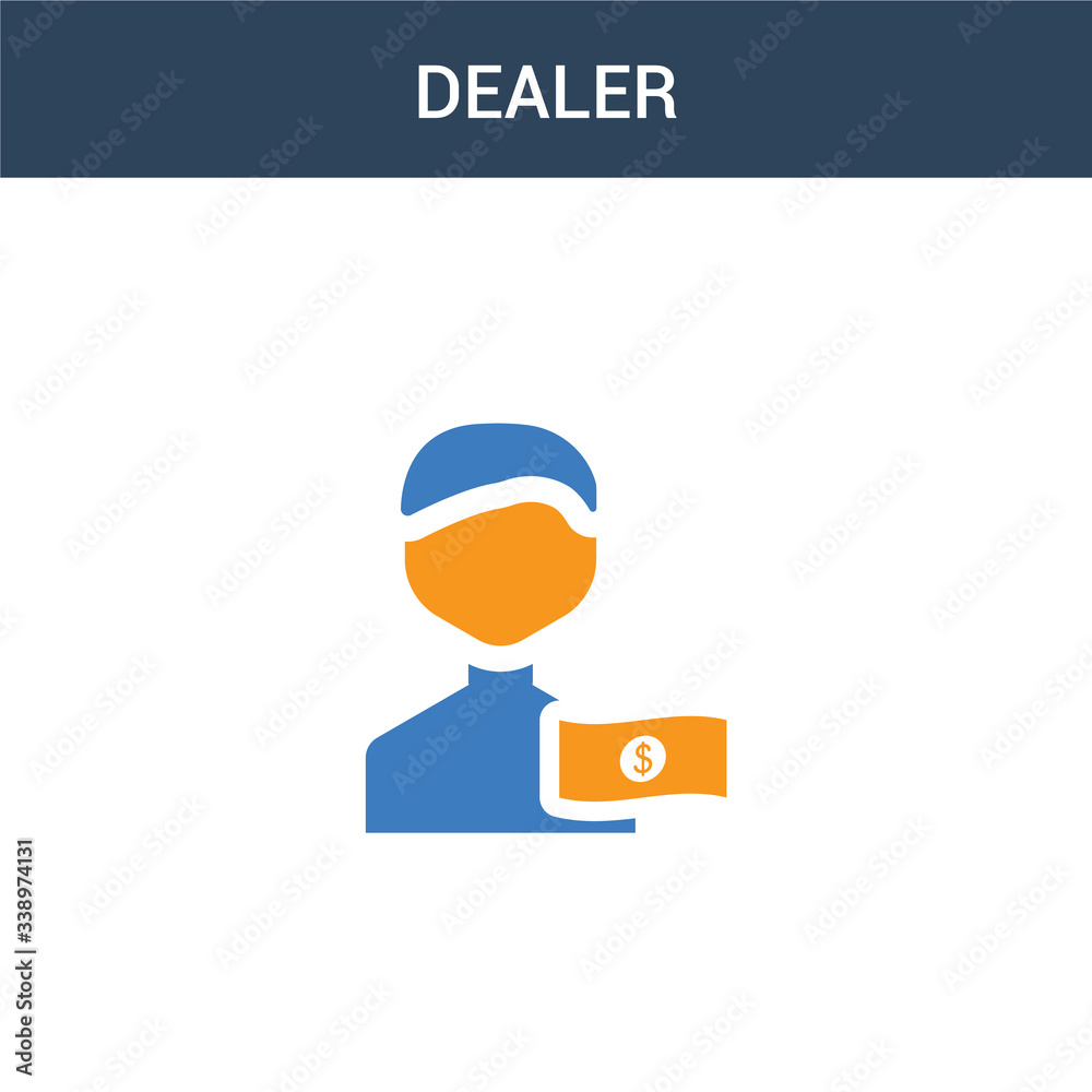 two colored Dealer concept vector icon. 2 color Dealer vector illustration. isolated blue and orange eps icon on white background.