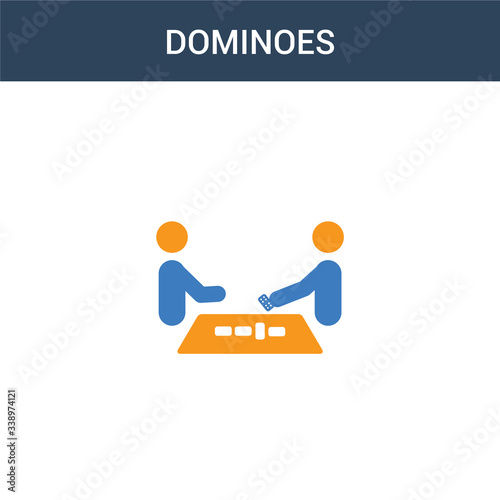 two colored Dominoes concept vector icon. 2 color Dominoes vector illustration. isolated blue and orange eps icon on white background.