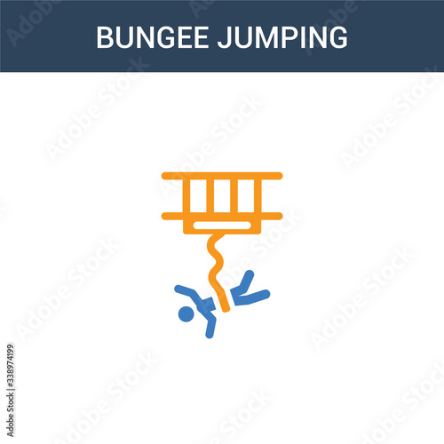 two colored Bungee jumping concept vector icon. 2 color Bungee jumping vector illustration. isolated blue and orange eps icon on white background.