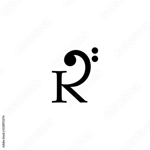 logo design about bass guitar player with bass symbol in vector