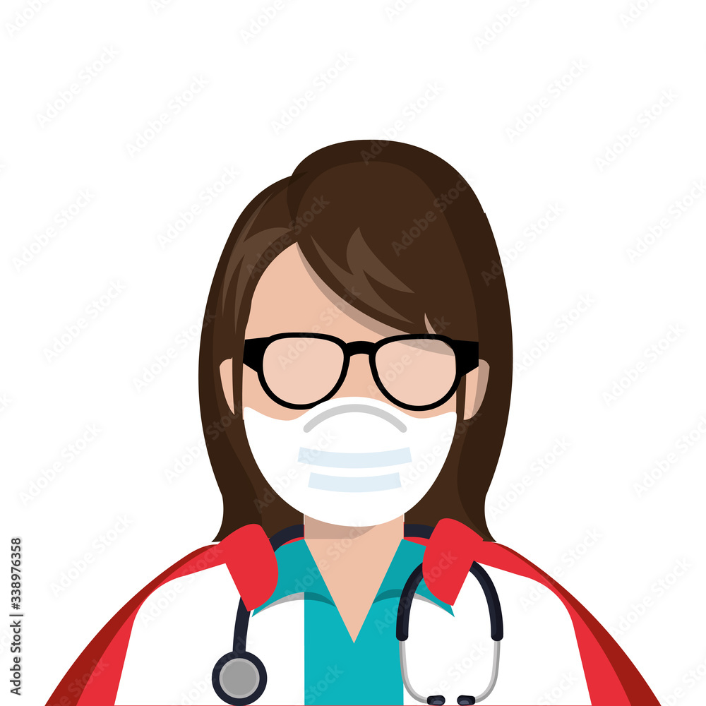 super doctor female with hero cloak vector illustration design