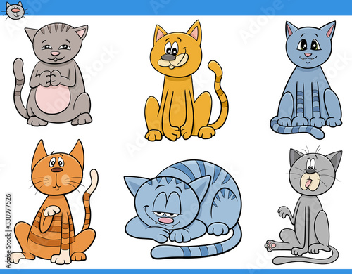 cartoon cats and kittens characters set