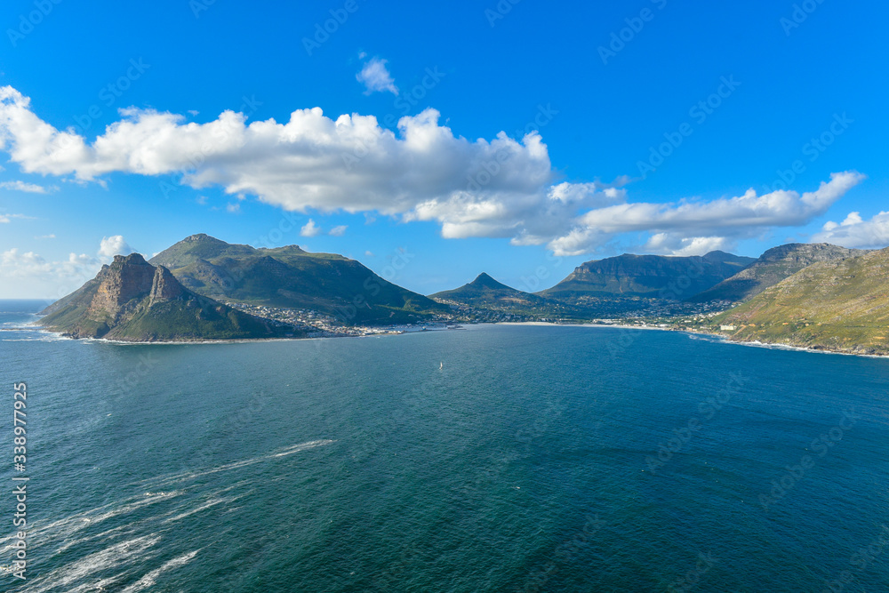 Panorama of Hout Bay from a view point at Chapman's Peak Drive, Cape Town, South Africa