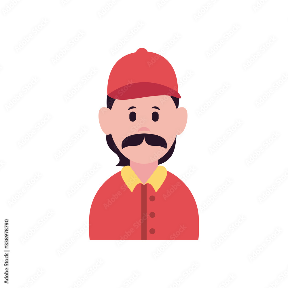 fast delivery concept, cartoon delivery man icon, flat style