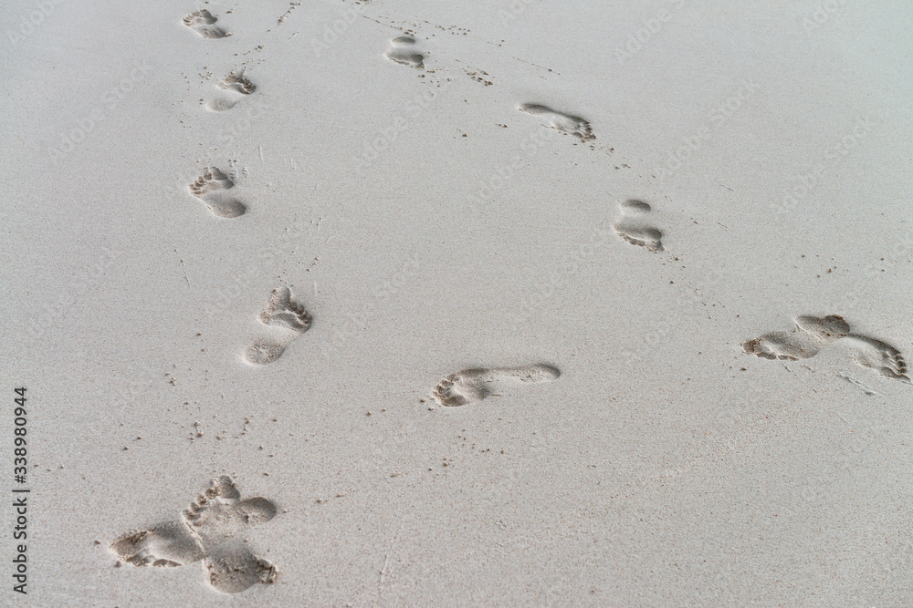 Footprints on the sand, holiday concept Footprints on the sand, holiday concept