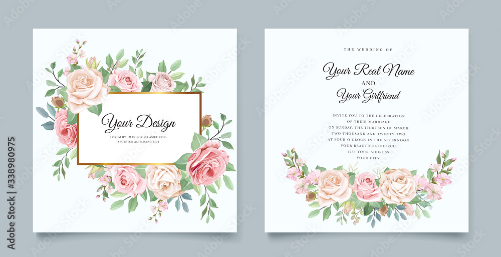 wedding invitation design with watercolor floral