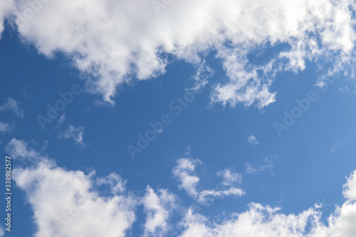 Photography blue sky with clouds background with copy space, for Zoom background, concepts i