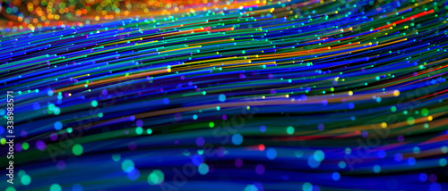 Abstract fiber optics background with lots light spots