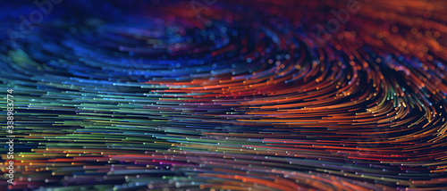 Canvastavla Abstract background colorful lines, communication technology concept