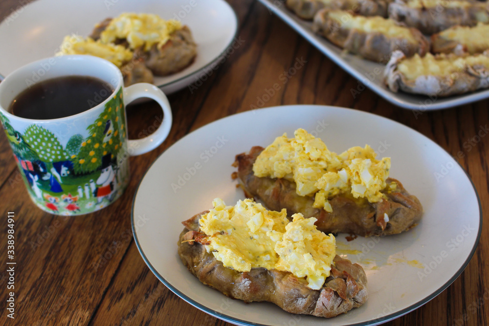 
Traditional Finnish Karelian pies and a cup of black coffee.