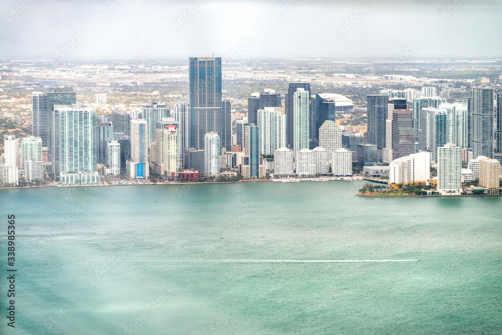 Helicopter view of Miami buildings, Florida - USA