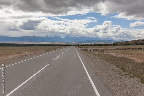 Beautiful summer view of Altai mountains. Summer in Altai Russia, road to Altai Mountains,