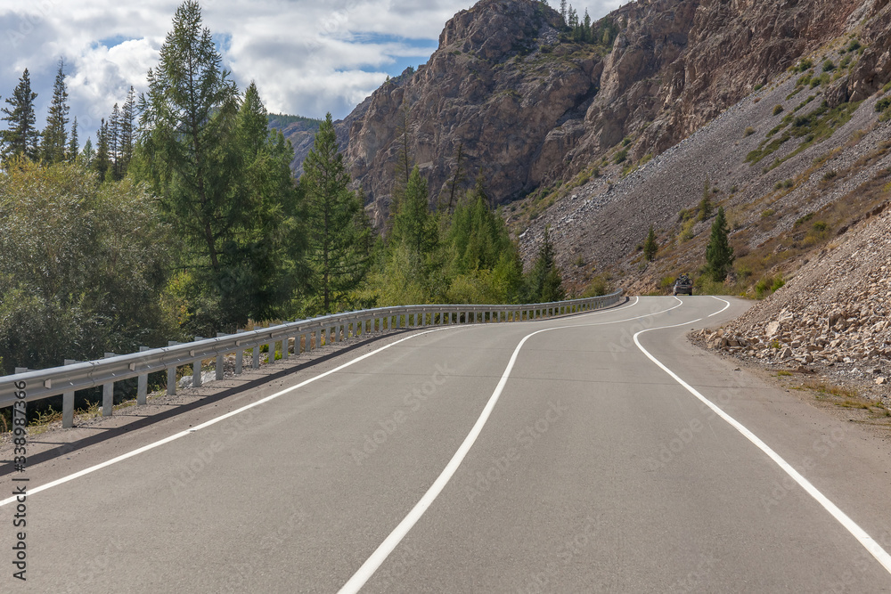 Fototapeta premium Beautiful summer view of Altai mountains. Summer in Altai Russia, road to Altai Mountains,