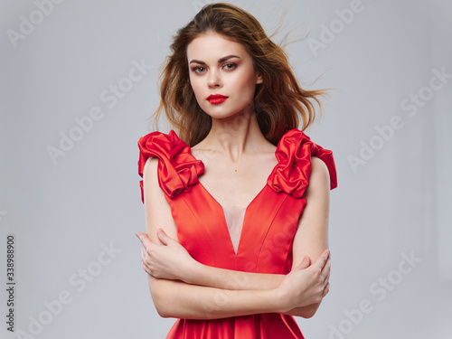 Beautiful woman charm red dress luxury lipstick model © SHOTPRIME STUDIO