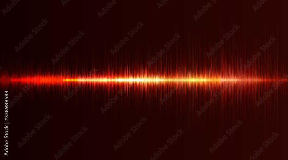 Sound wave neon flash lines in red and orange on gradient background