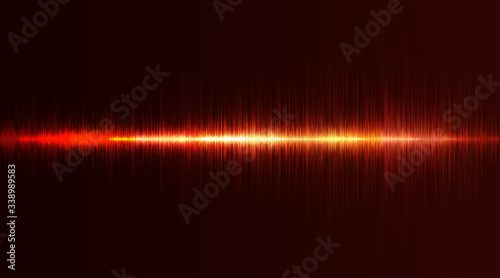 Sound wave neon flash lines in red and orange on gradient background