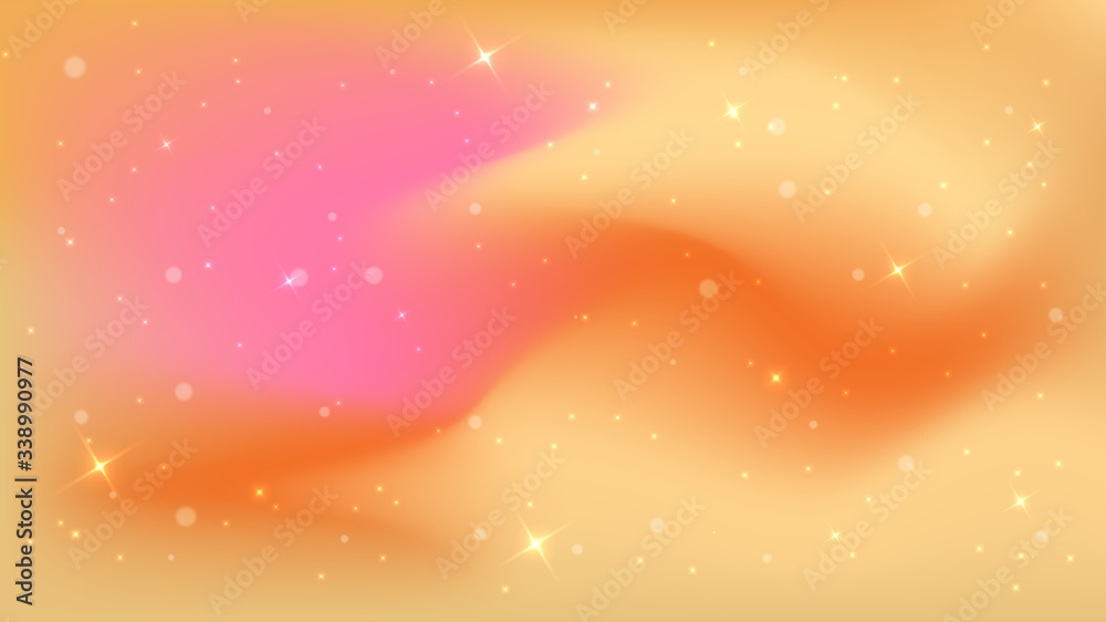 Bokeh or blur abstract circles with star light shapes orange, pink and yellow on gradient background Bokeh or blur abstract circles with star light shapes orange, pink and yellow on gradient background