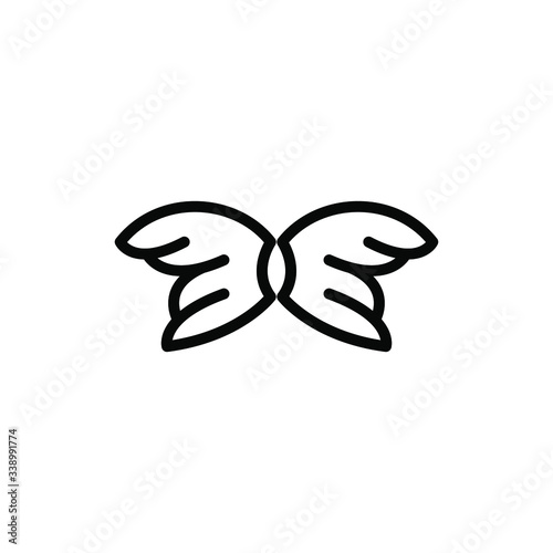 Wing Icon Template Logo Design Emblem Isolated Illustration , Fly Eagle Bird Simple For Business Company , Outline Solid Background White 