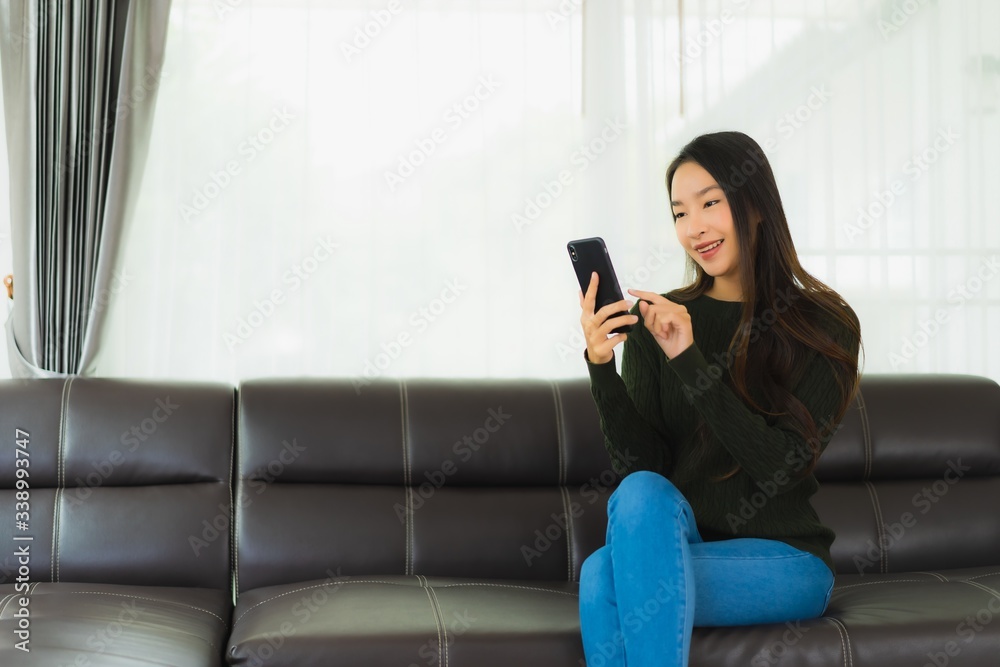 Portrait beautiful young asian woman use smart mobile phone or cellphone Portrait beautiful young asian woman use smart mobile phone or cellphone