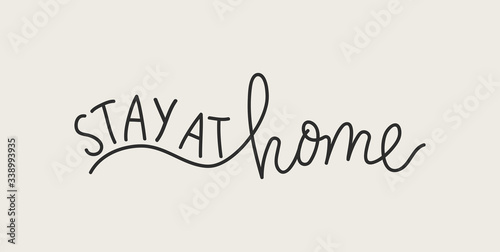 Stay home. Vector handwritten. Modern calligraphy for posters, social media content and cards. Black saying isolated on white background