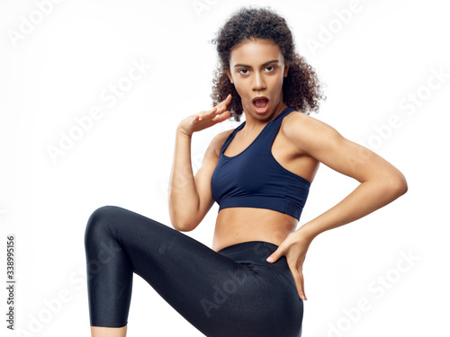 Sporty woman workout slim figure fitness gym