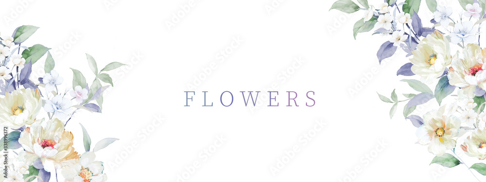 
Watercolor floral banner
