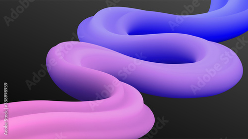 3d abstract background, twisting paste lines with black background. vector illustration.