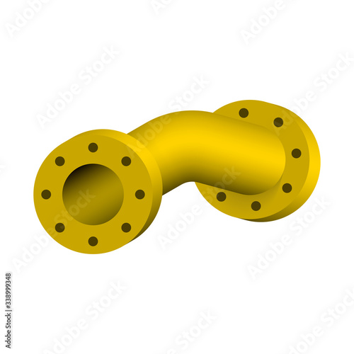 Pipe vector icon. Connection by flange fitting. Part for pipeline construction to transportation water, oil and gas. Also for water supply infrastructure, wastewater treatment, plumbing and irrigation