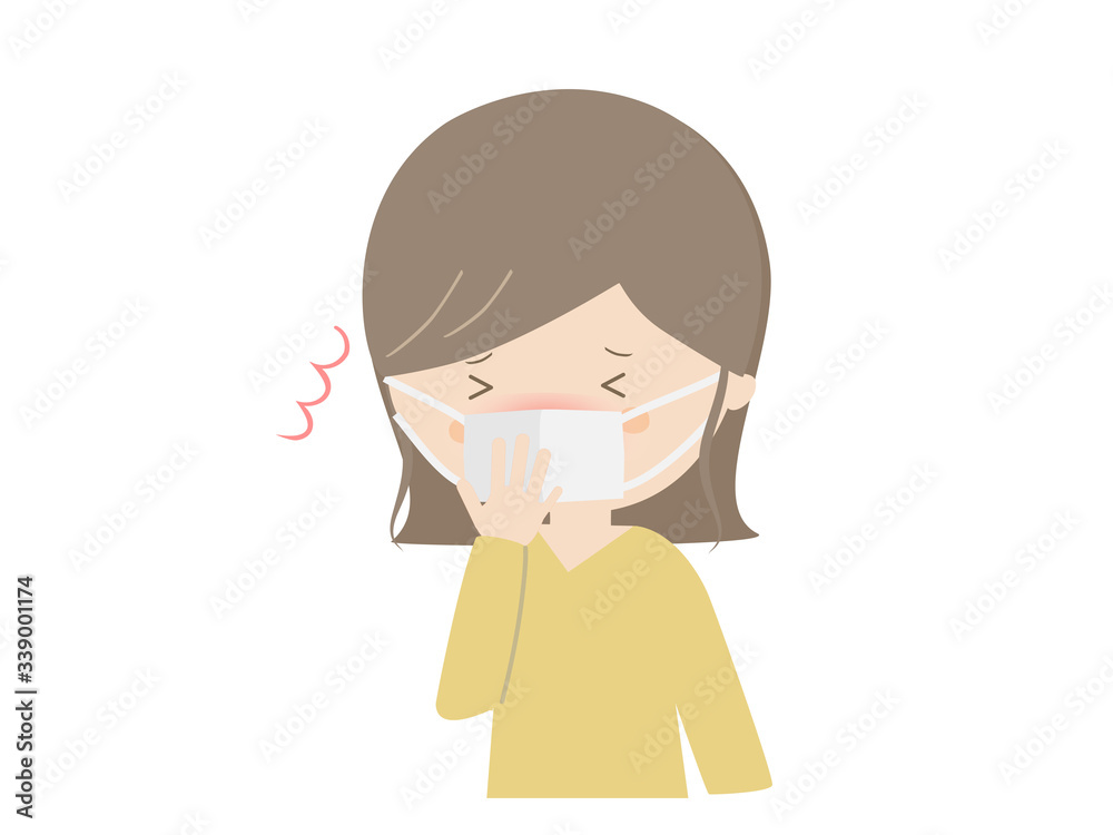 Young woman sneezing