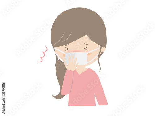 Young woman sneezing