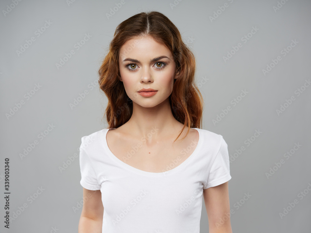 Pretty woman white t-shirt lifestyle cosmetics model Pretty woman white t-shirt lifestyle cosmetics model