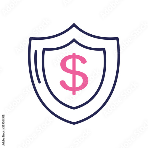 Free Download shield with money symbol icon, line color style - GFXLoad
