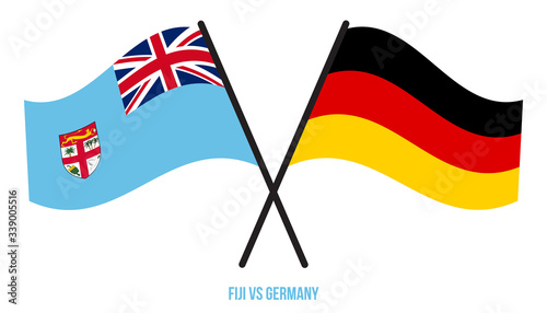 Fiji and Germany Flags Crossed And Waving Flat Style. Official Proportion. Correct Colors
