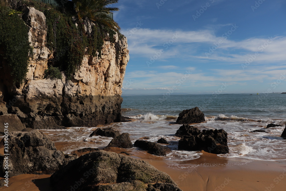 Beach and rocks at Cascais, Portugal