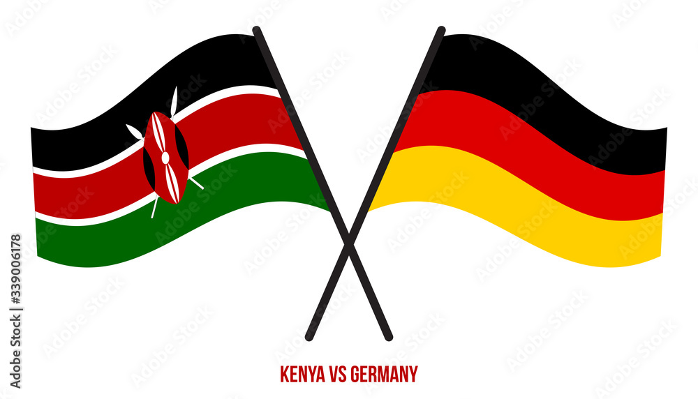 Kenya and Germany Flags Crossed And Waving Flat Style. Official Proportion. Correct Colors Kenya and Germany Flags Crossed And Waving Flat Style. Official Proportion. Correct Colors