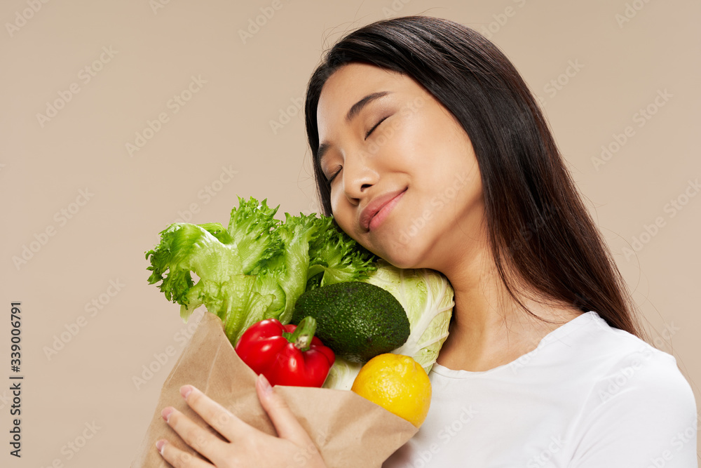 Woman vegetables diet health beauty Woman vegetables diet health beauty