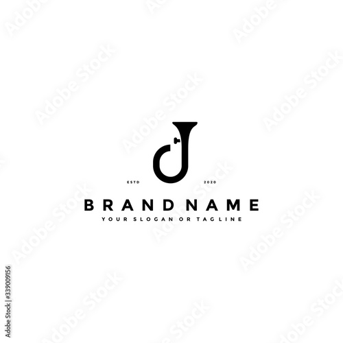 letter d trumpet logo design vector