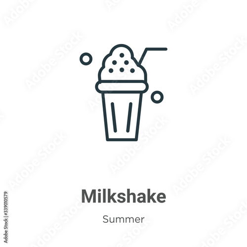 Milkshake outline vector icon. Thin line black milkshake icon, flat vector simple   from editable summer concept isolated stroke on white background
