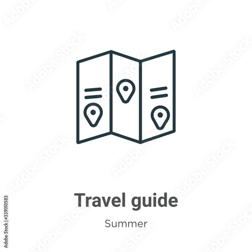 Travel guide outline vector icon. Thin line black travel guide icon, flat vector simple   from editable summer concept isolated stroke on white background