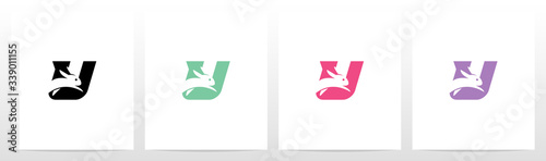  Rabbit Running On Letter Logo Design U