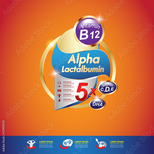 Nutrition Vitamin and Omega vector Concept for Product Strengthen the body and intelligence