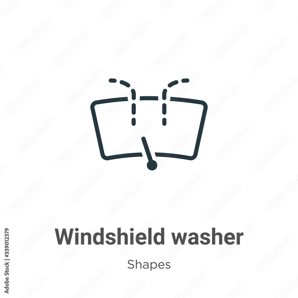 Windshield washer outline vector icon. Thin line black windshield
