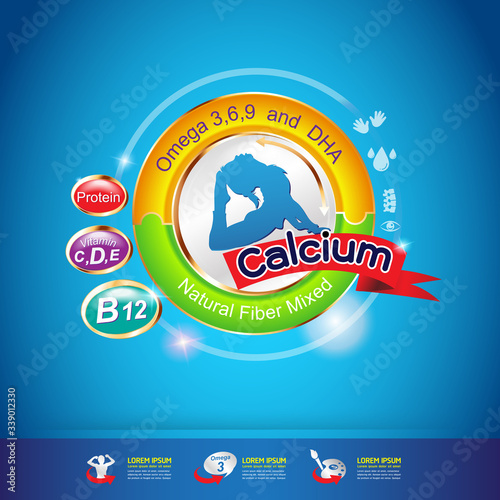 Nutrition Vitamin and Omega vector Concept for Product Strengthen the body and intelligence