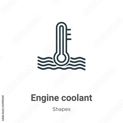 Engine coolant outline vector icon. Thin line black engine coolant icon, flat vector simple element illustration from editable shapes concept isolated stroke on white background