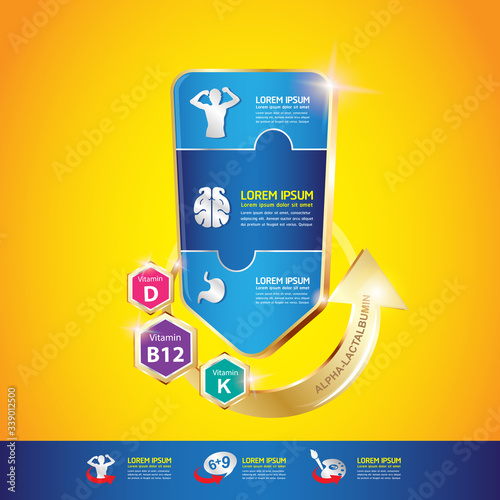 Nutrition Vitamin and Omega vector Concept for Product Strengthen the body and intelligence