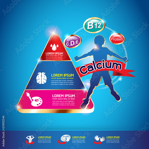 Nutrition Vitamin and Omega vector Concept for Product Strengthen the body and intelligence