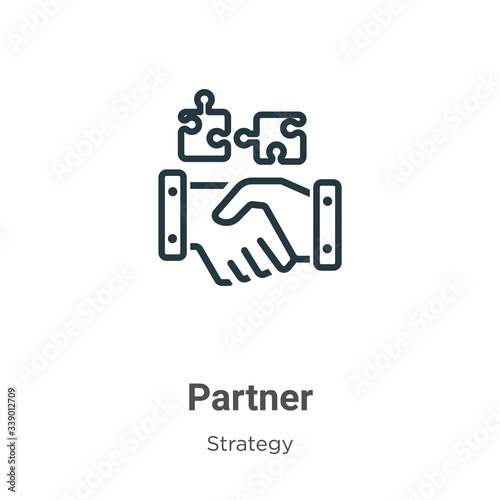 Partner outline vector icon. Thin line black partner icon, flat vector simple element illustration from editable strategy concept isolated stroke on white background