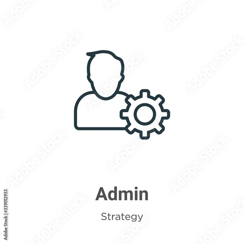 Admin outline vector icon. Thin line black admin icon, flat vector simple element illustration from editable strategy concept isolated stroke on white background